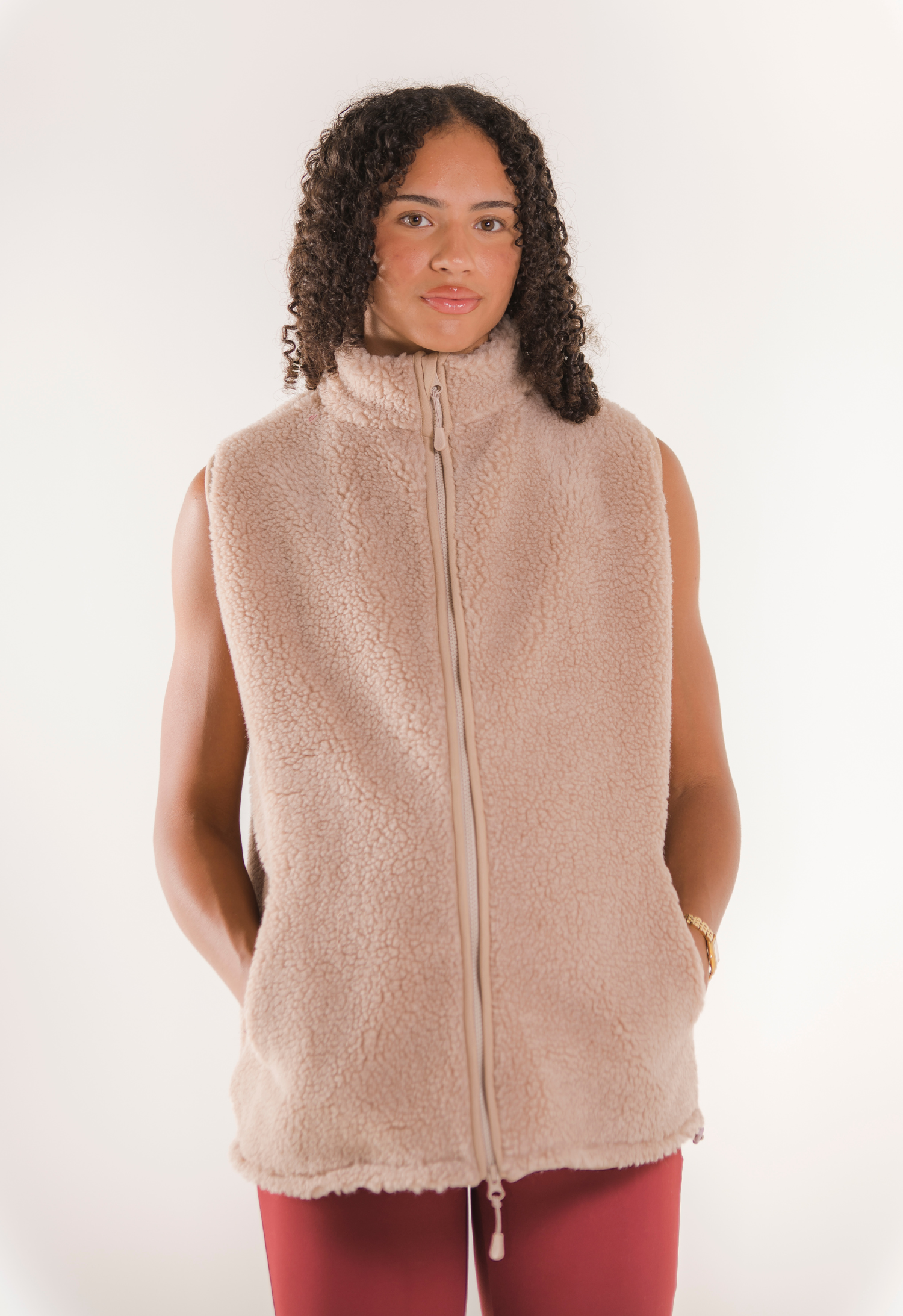 Pile fleece vest - Beige